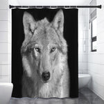 Monochrome Wolf Print Premium Shower Curtain