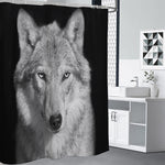 Monochrome Wolf Print Premium Shower Curtain