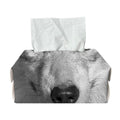 Monochrome Wolf Print Rectangle Tissue Box Cover