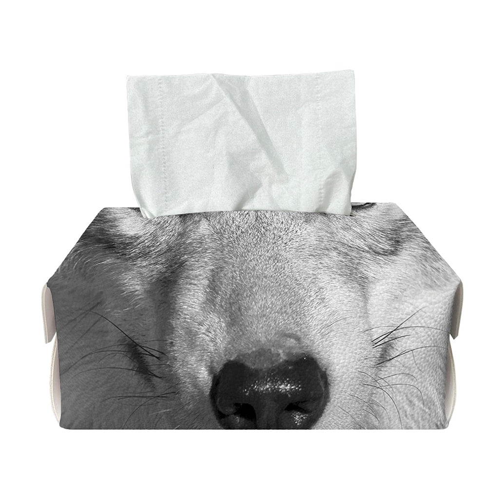 Monochrome Wolf Print Rectangle Tissue Box Cover