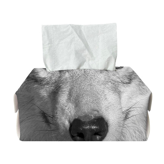 Monochrome Wolf Print Rectangle Tissue Box Cover