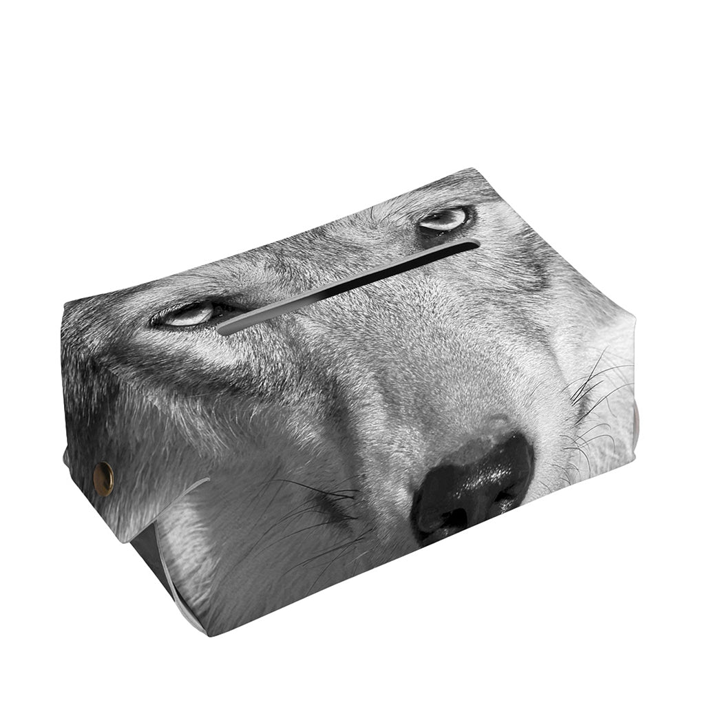 Monochrome Wolf Print Rectangle Tissue Box Cover