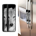 Monochrome Wolf Print Refrigerator Handle Covers