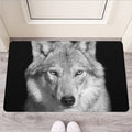 Monochrome Wolf Print Rubber Doormat