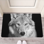 Monochrome Wolf Print Rubber Doormat