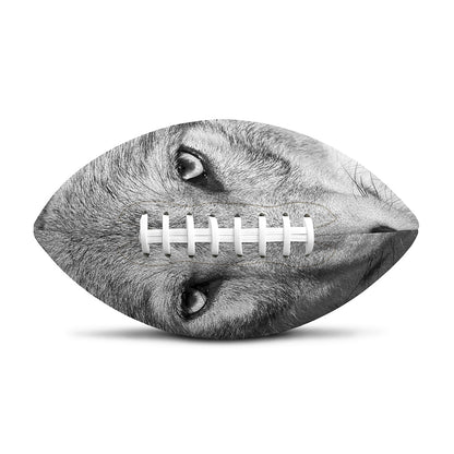 Monochrome Wolf Print Rugby Ball