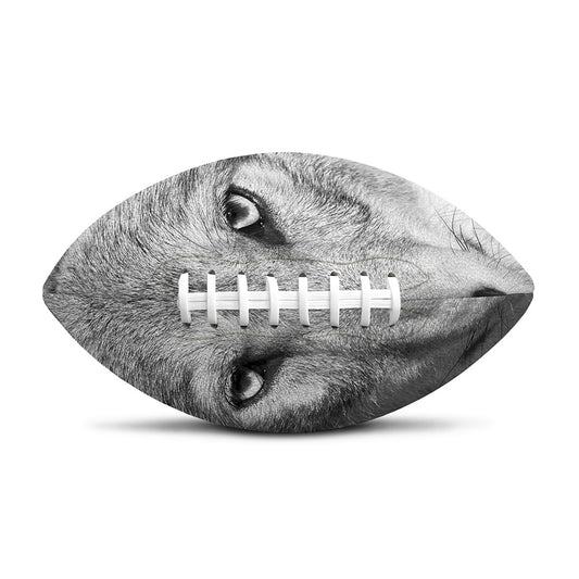 Monochrome Wolf Print Rugby Ball