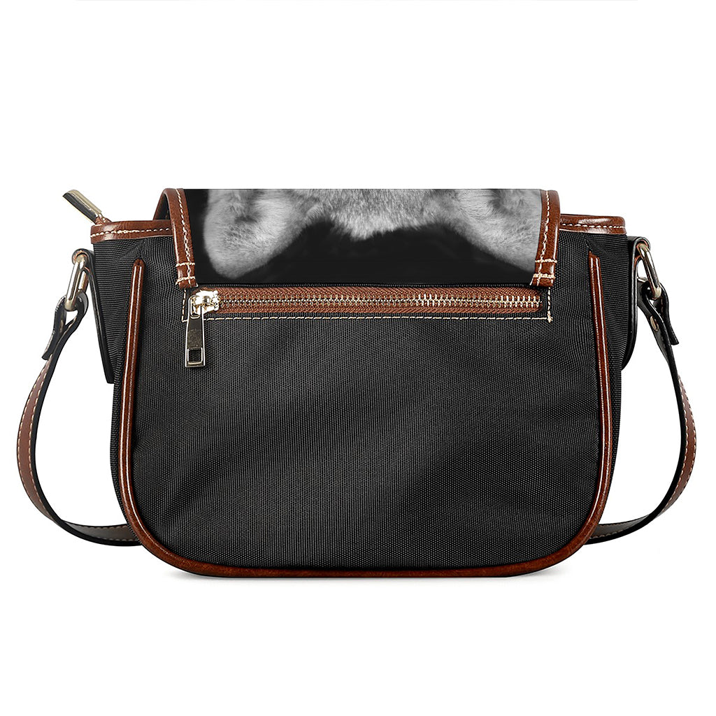 Monochrome Wolf Print Saddle Bag