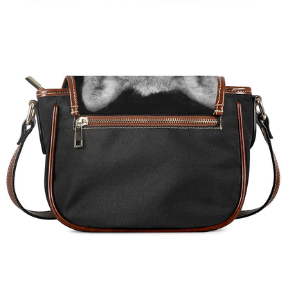 Monochrome Wolf Print Saddle Bag
