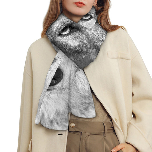 Monochrome Wolf Print Scarf