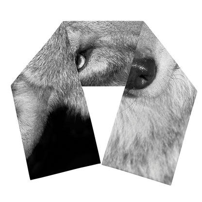 Monochrome Wolf Print Scarf