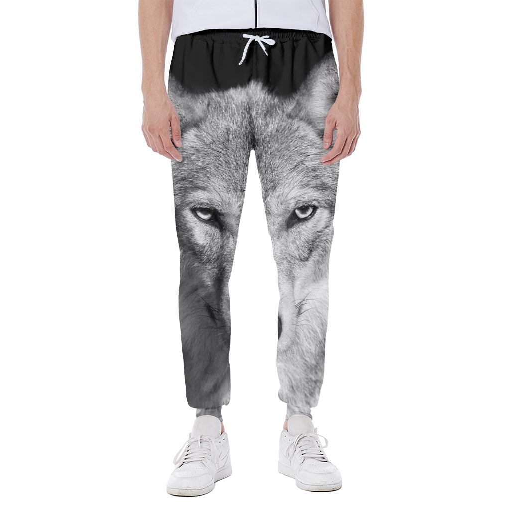 Monochrome Wolf Print Scuba Joggers