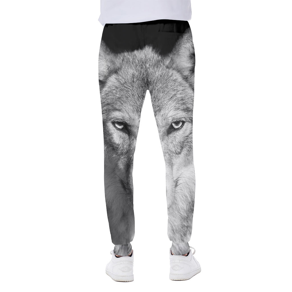 Monochrome Wolf Print Scuba Joggers