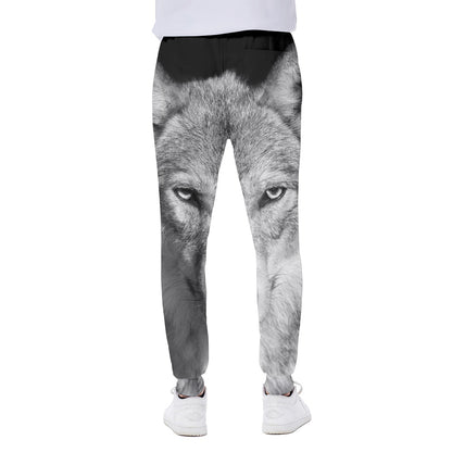 Monochrome Wolf Print Scuba Joggers