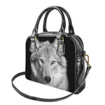 Monochrome Wolf Print Shoulder Handbag