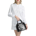 Monochrome Wolf Print Shoulder Handbag