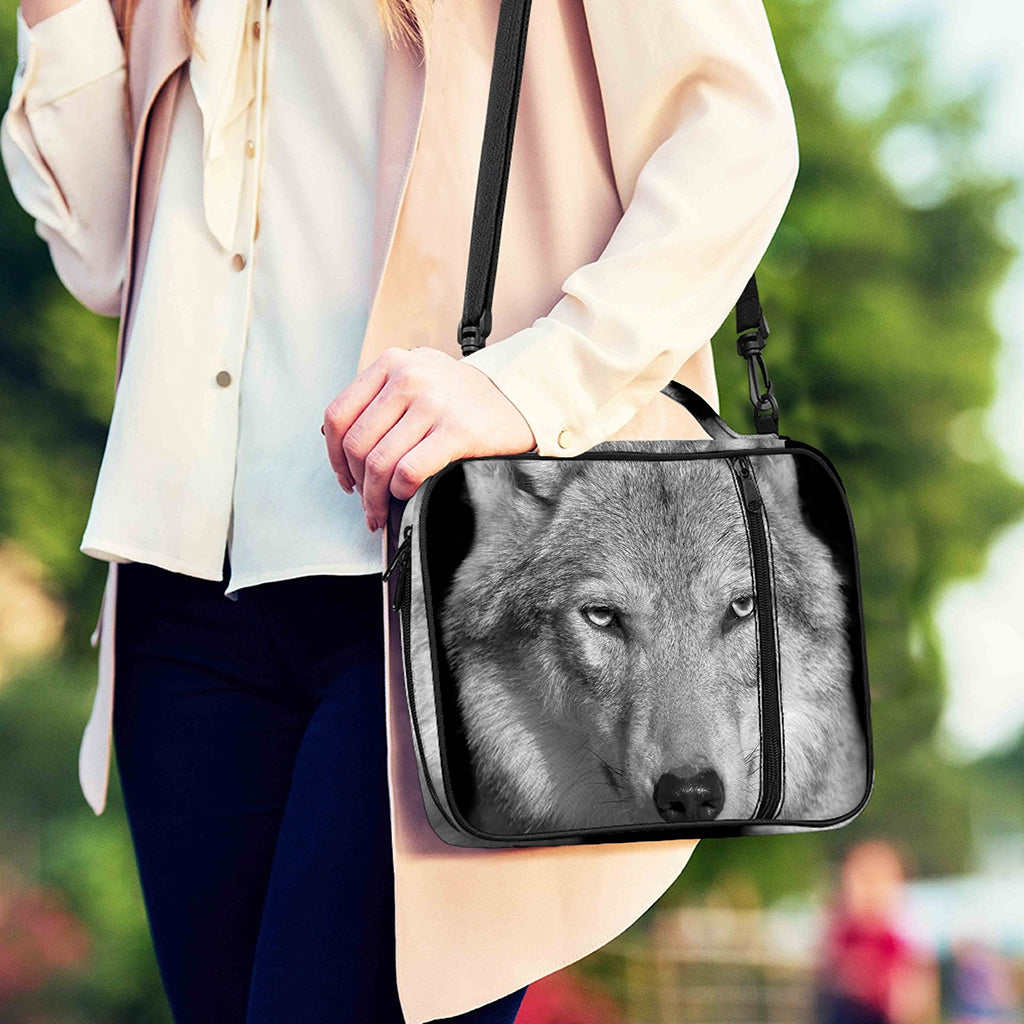 Monochrome Wolf Print Shoulder Strap Bible Bag