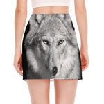 Monochrome Wolf Print Side Slit Mini Skirt