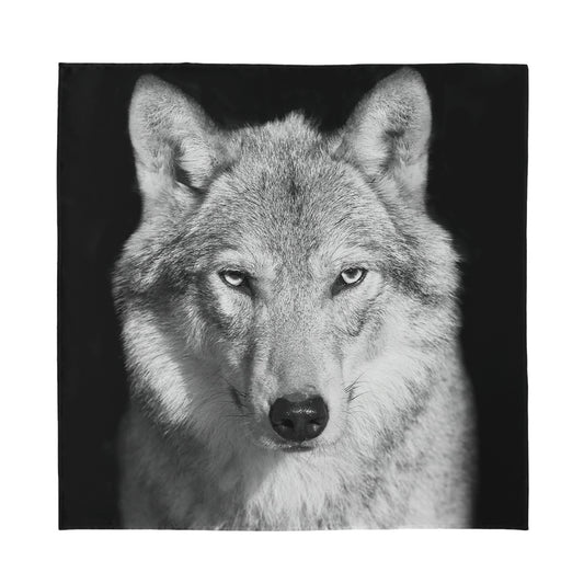 Monochrome Wolf Print Silk Bandana