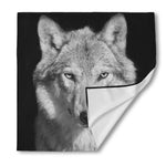 Monochrome Wolf Print Silk Bandana