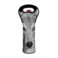 Monochrome Wolf Print Single Neoprene Wine Tote