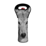 Monochrome Wolf Print Single Neoprene Wine Tote