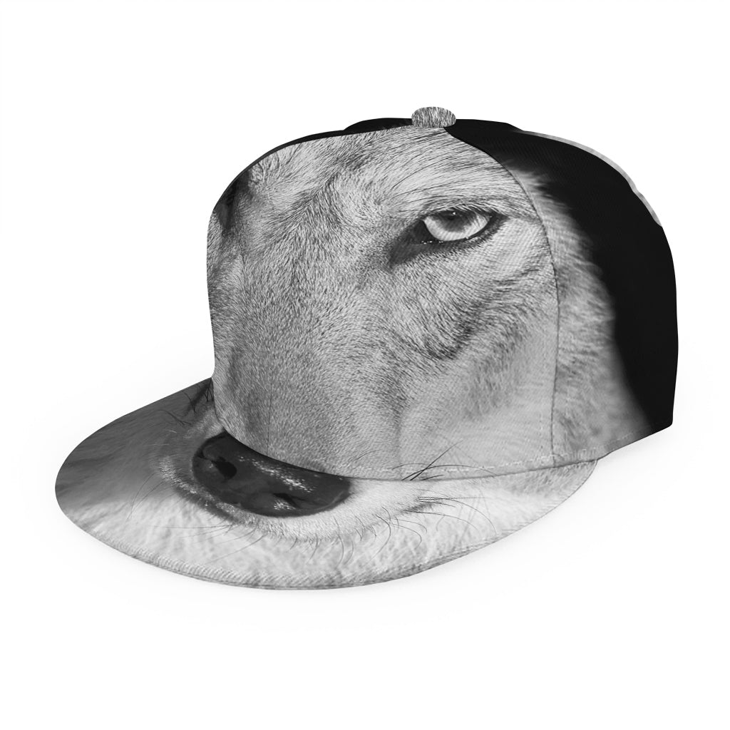 Monochrome Wolf Print Snapback Cap
