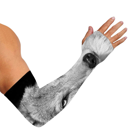 Monochrome Wolf Print Sun Protection Arm Sleeves