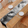 Monochrome Wolf Print Table Runner