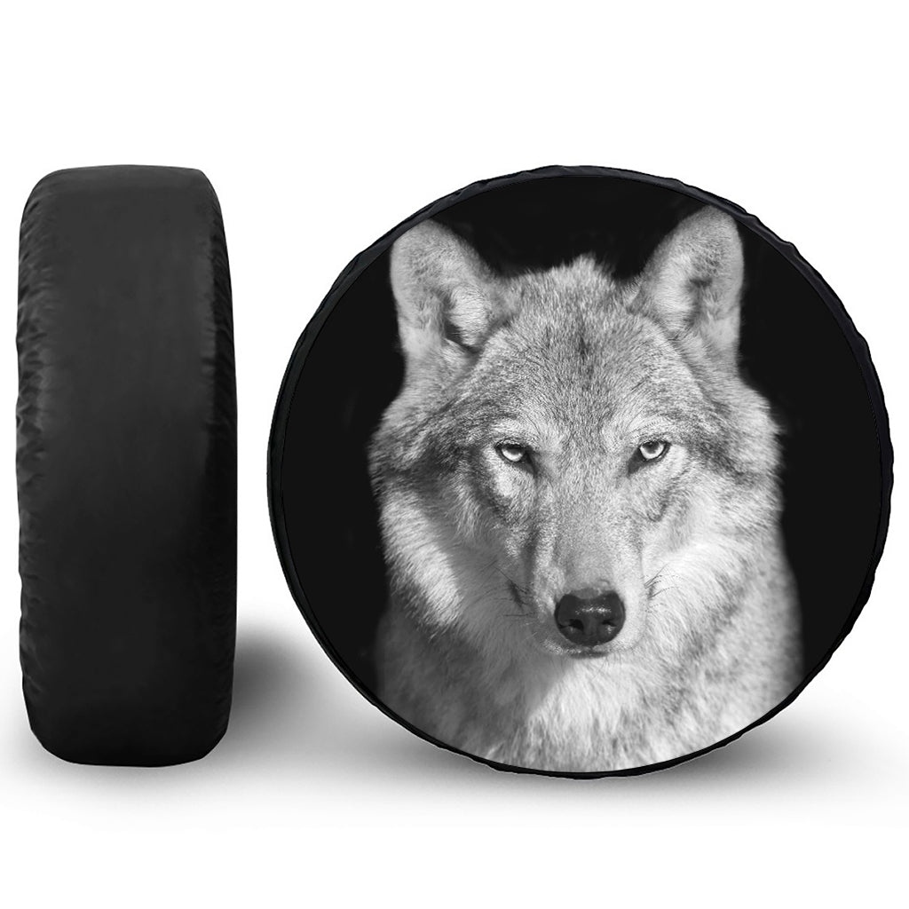 Monochrome Wolf Print Tire Cover