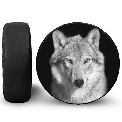 Monochrome Wolf Print Tire Cover