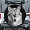 Monochrome Wolf Print Tire Cover With Camera Hole