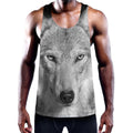 Monochrome Wolf Print Men's Workout Tank Top