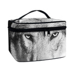 Monochrome Wolf Print Travel Makeup Bag
