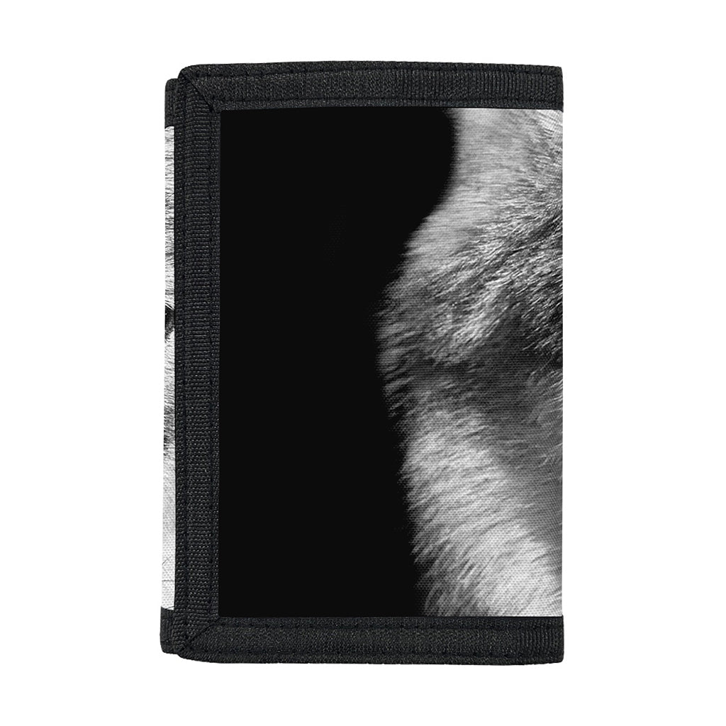 Monochrome Wolf Print Trifold Wallet