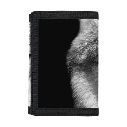 Monochrome Wolf Print Trifold Wallet