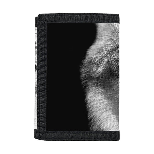 Monochrome Wolf Print Trifold Wallet