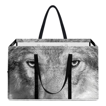 Monochrome Wolf Print Utility Tote Bag