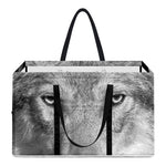 Monochrome Wolf Print Utility Tote Bag