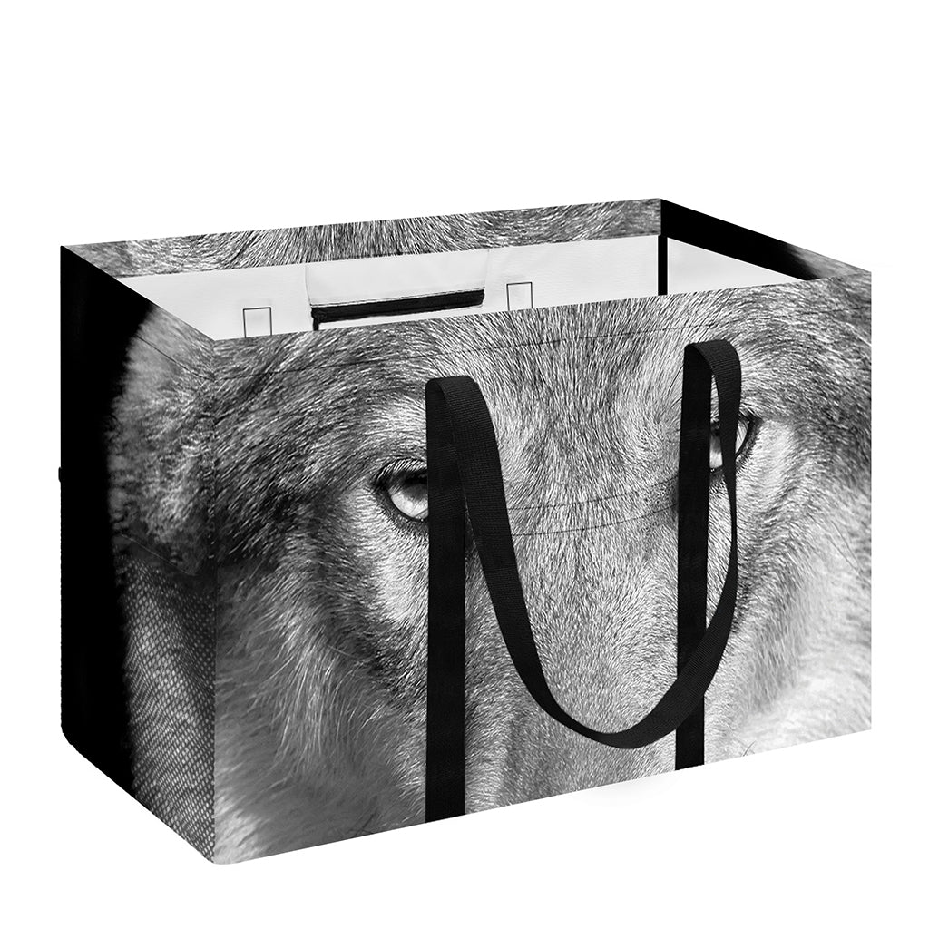 Monochrome Wolf Print Utility Tote Bag