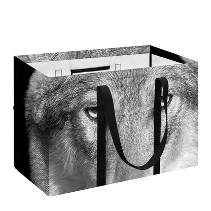 Monochrome Wolf Print Utility Tote Bag