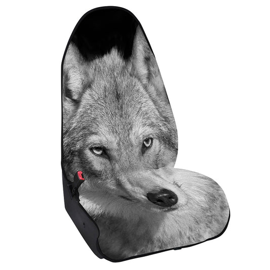 Monochrome Wolf Print Waterproof Car Seat Cover