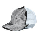 Monochrome Wolf Print White Mesh Trucker Cap