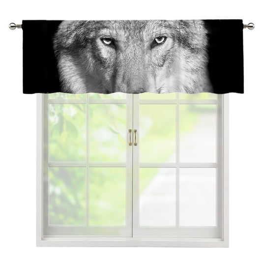 Monochrome Wolf Print Window Valance