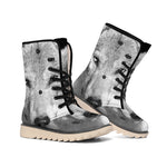 Monochrome Wolf Print Winter Boots