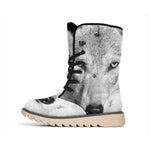 Monochrome Wolf Print Winter Boots