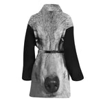 Monochrome Wolf Print Women's Bathrobe