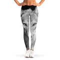 Monochrome Wolf Print Women's Leggings