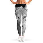 Monochrome Wolf Print Women's Leggings