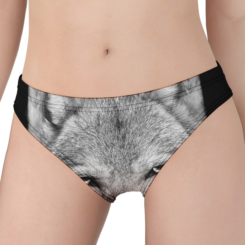 Monochrome Wolf Print Women's Panties